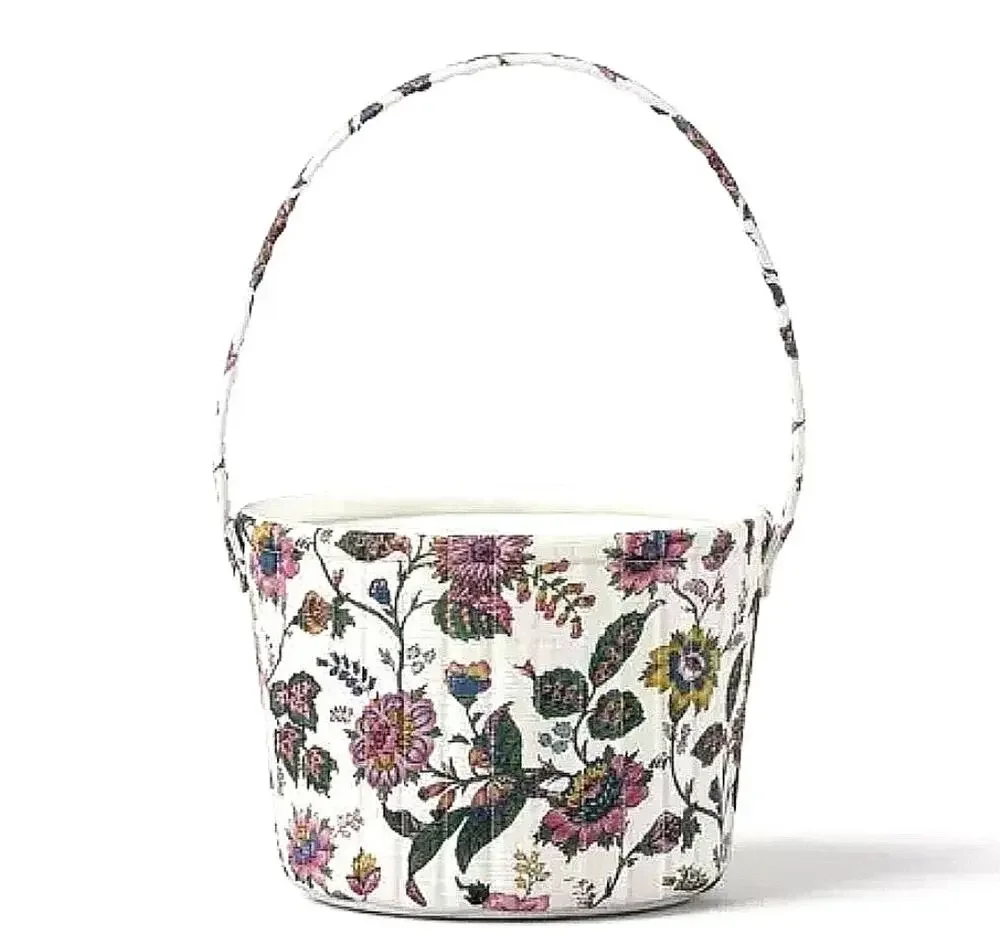 Threshold Linen Quilted Storage Basket Multi Colored Floral Printing Easter s36